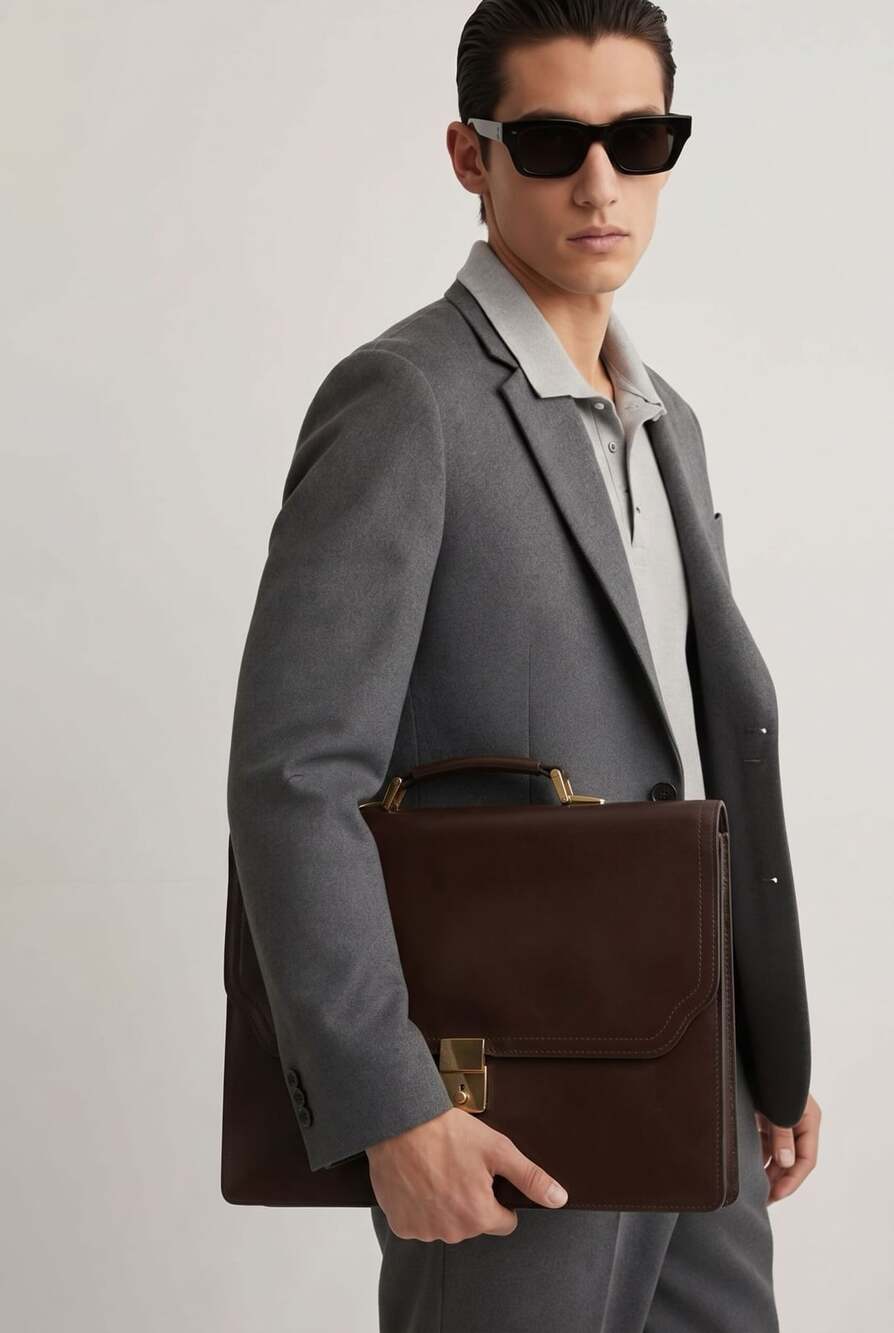 Gold Pfeil Vintage Brown Leather Briefcase Document Bag